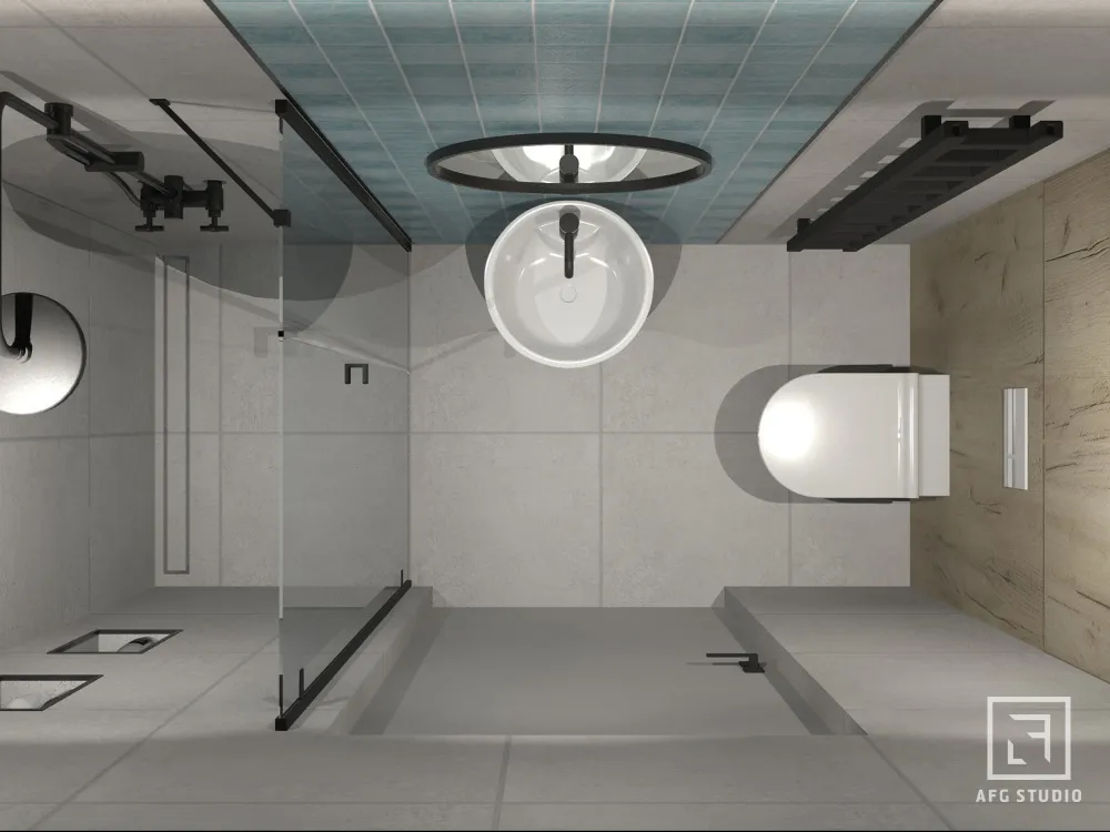 mała łazienka - widok z góry