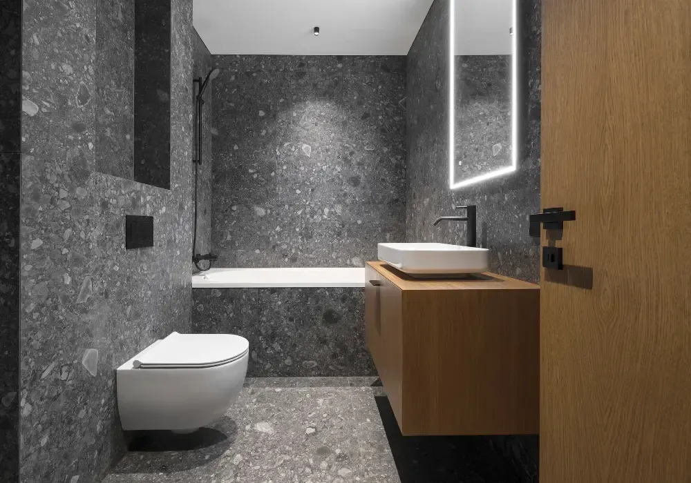 kolory w ciemnej łazience