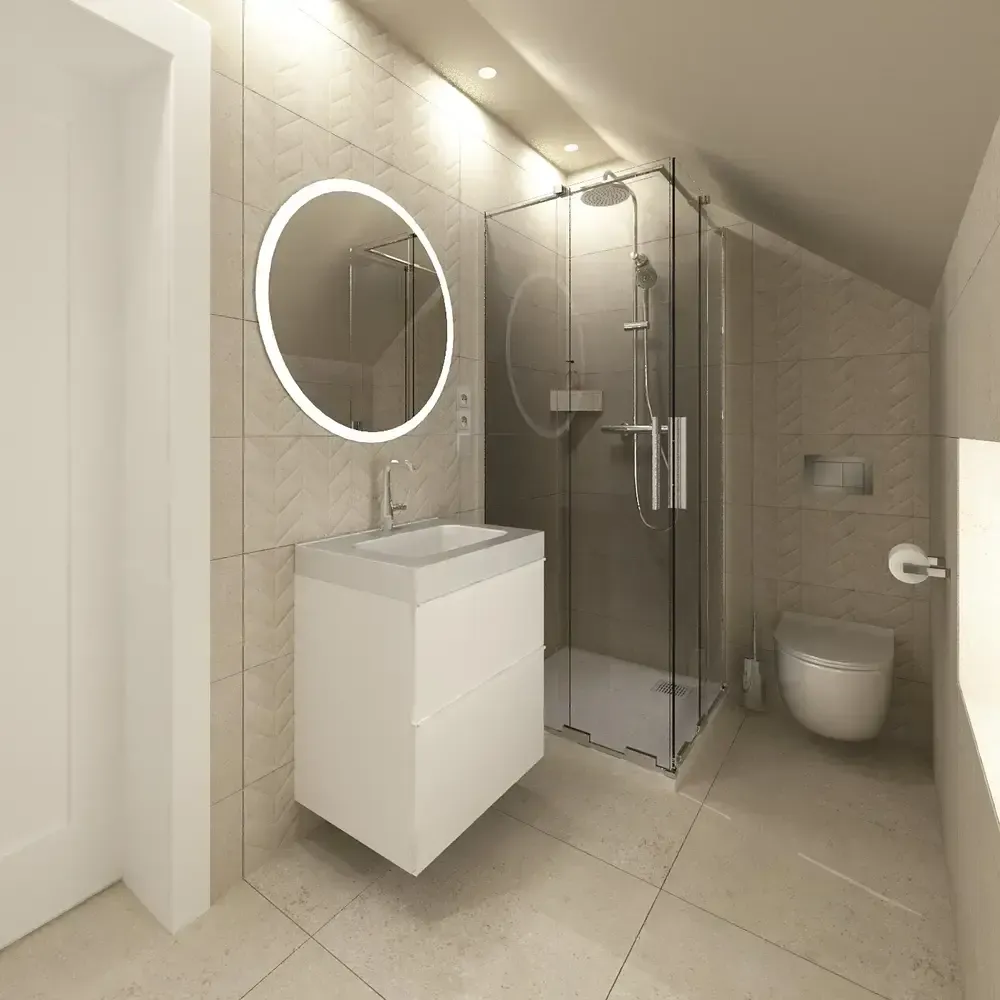 elegancka łazienka na poddaszu