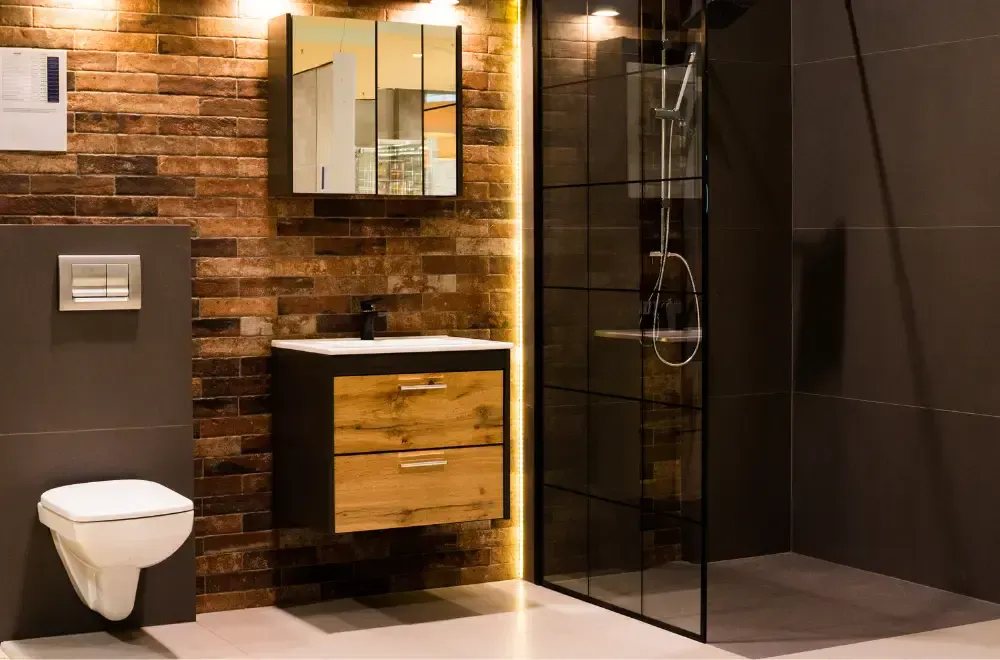 lazienka z akcentami drewna