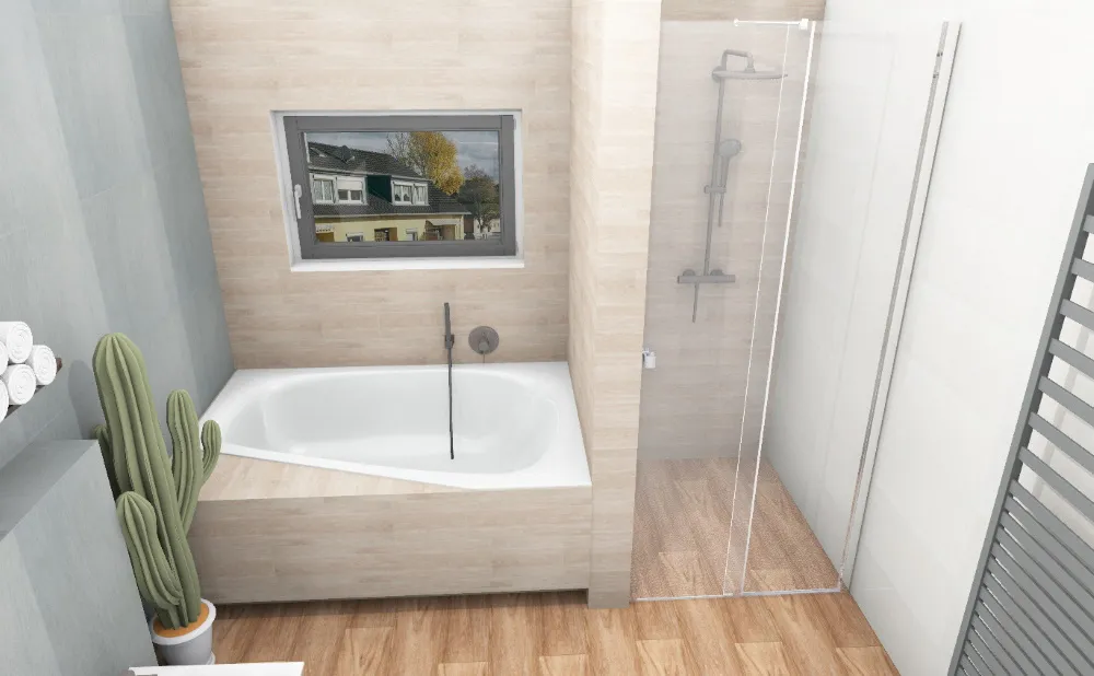 łazienka z kabiną i wanną