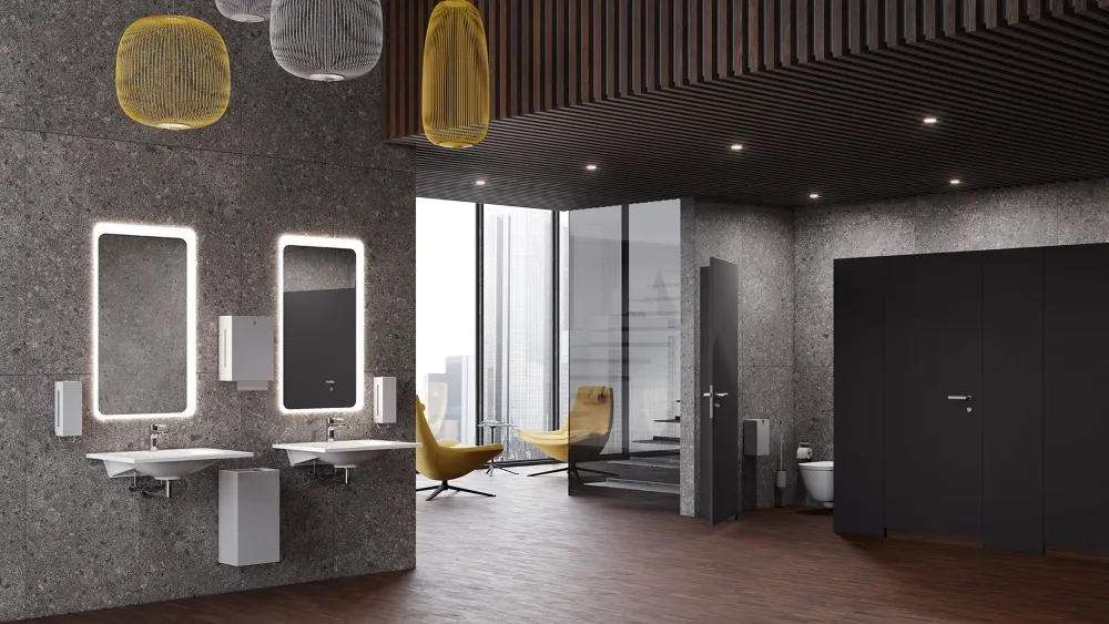 nowoczesna, ciemna łazienka