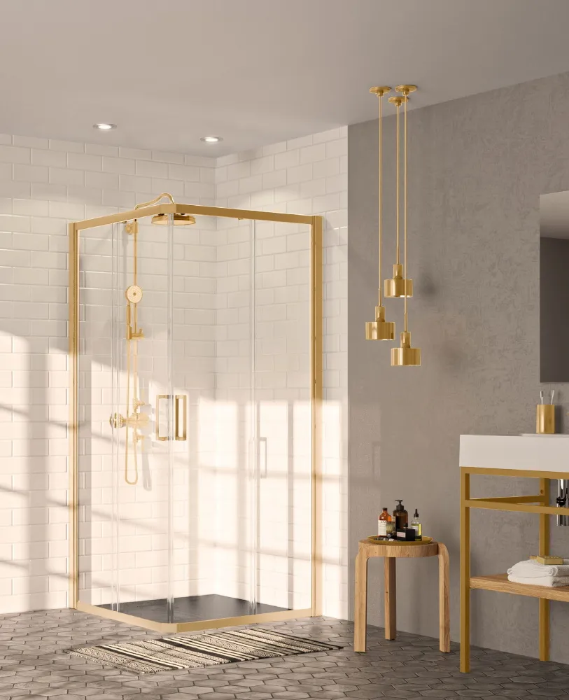 złota kabina prysznicowa