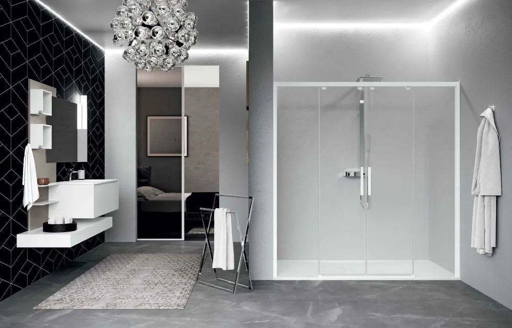 nowoczesna łazienka z dużym prysznicem