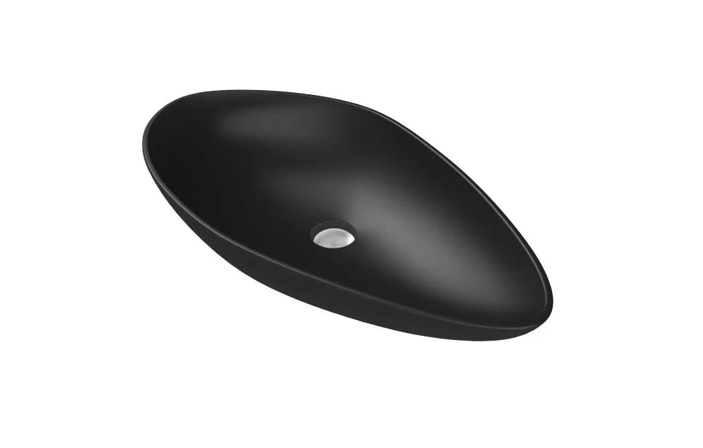 asymetryczna umywalka w czarnym kolorze