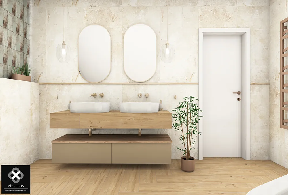 Strefa umywalkowa w stylu tropikalnym