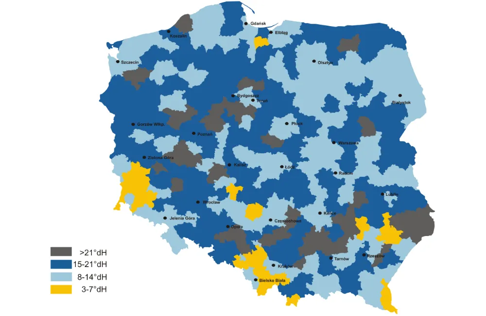 mapa twardości wody
