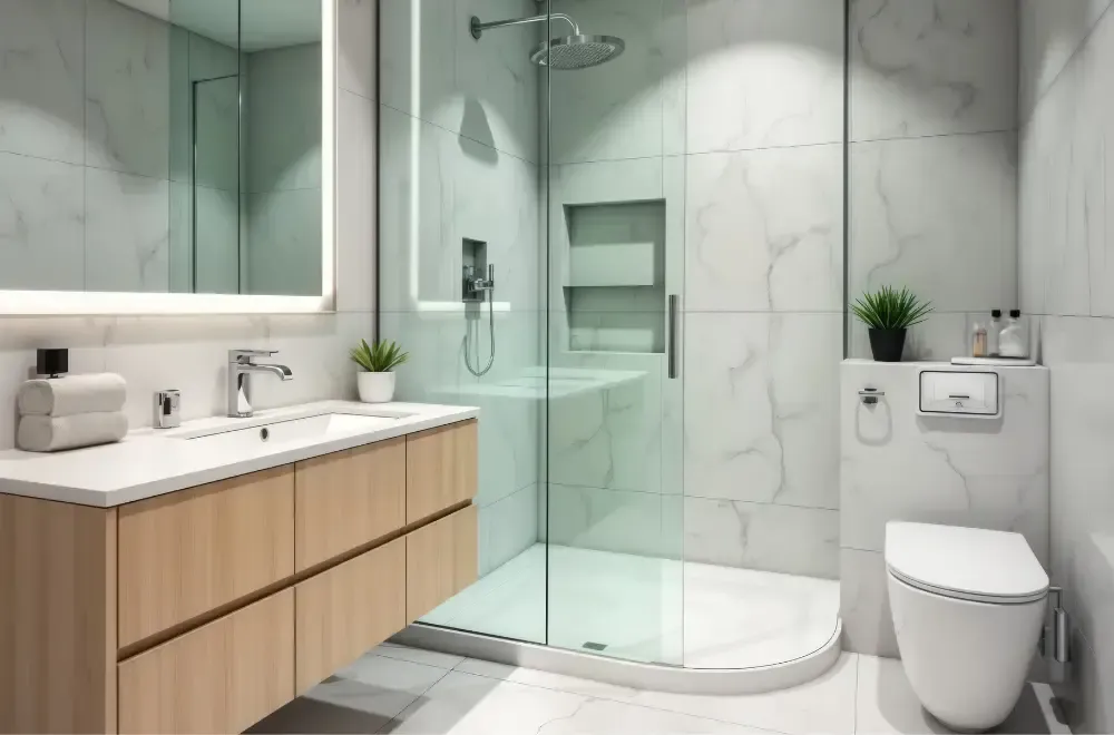 jasna lazienka z bialka miska wc