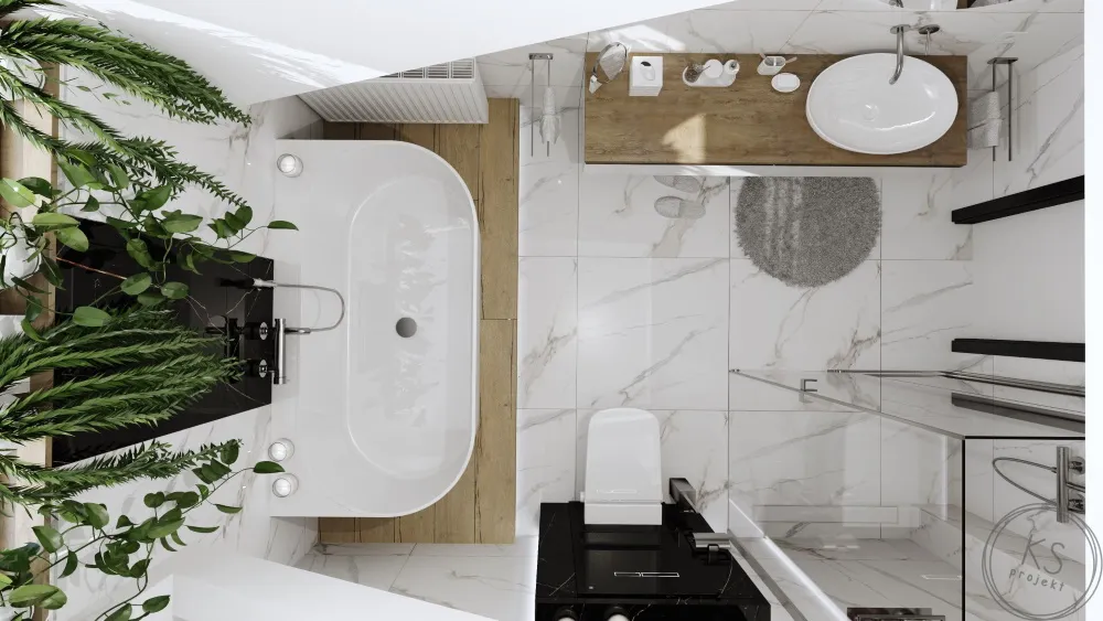 mała łazienka - widok z góry