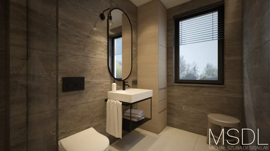 ciemna, nowoczesna łązienka