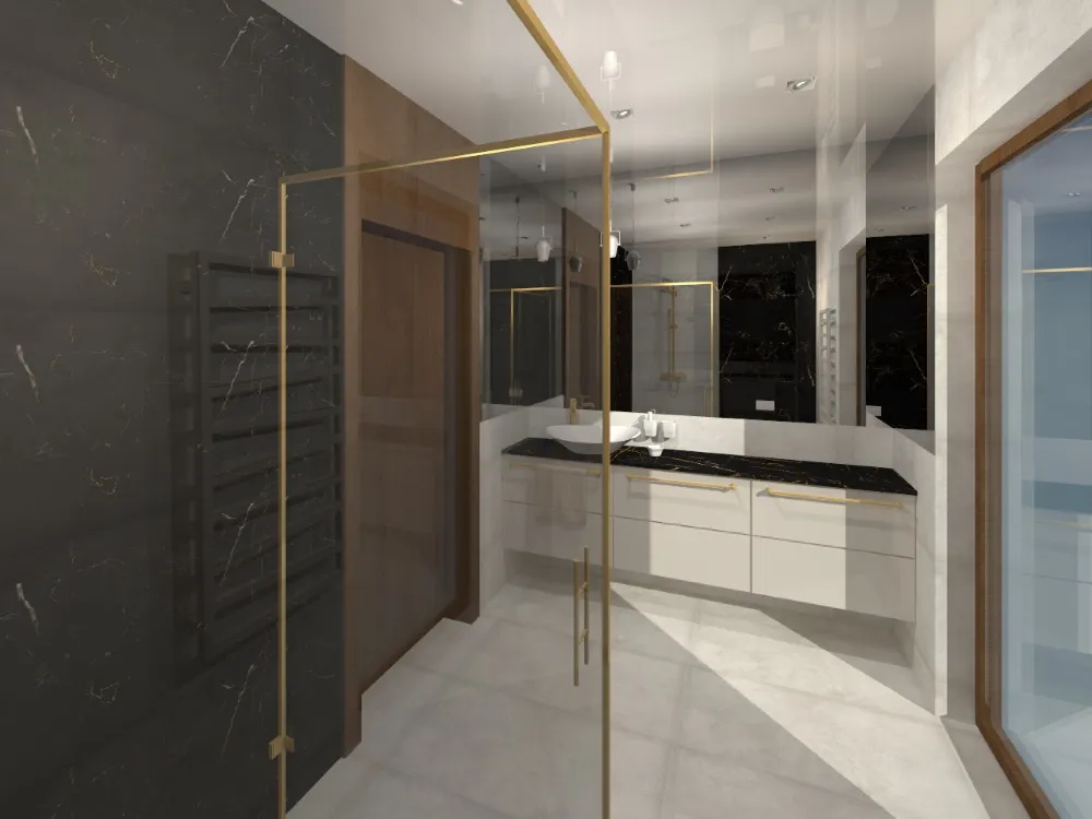 elegancka łazienka ze złotymi akcentami