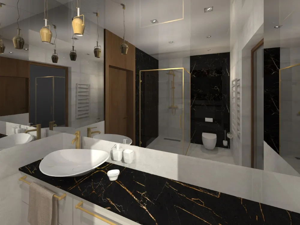 złote akcenty w łazience