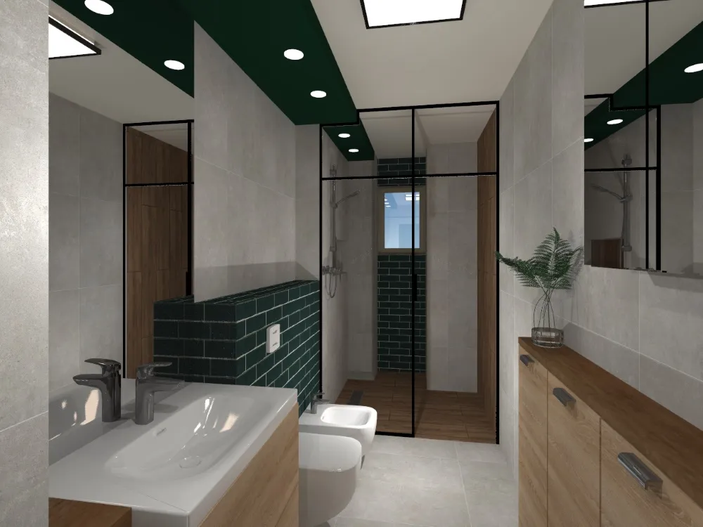 nowoczesna łazienka z zielenią