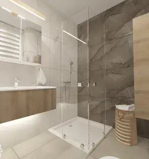 Mała łazienka w ciepłych brązach