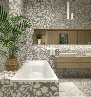 Marmurkowa łazienka w trójkącie