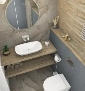 piękna toaleta w drewnie