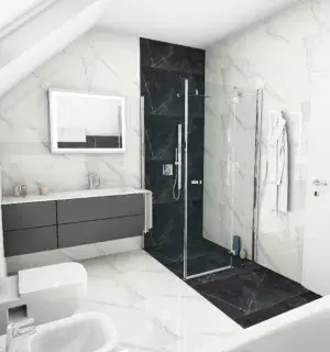 czarno-biała łazienka