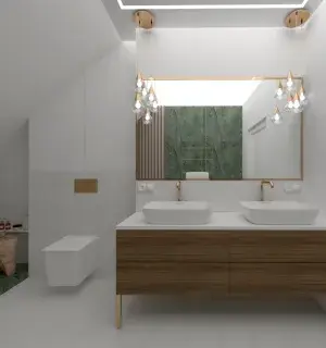 łazienka ze złotymi dodatkami