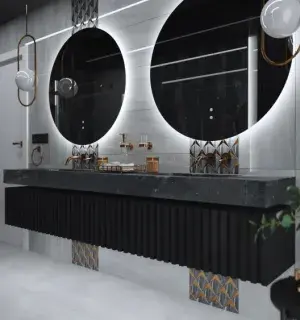 Nowoczesna łazienka z dwiema umywalkami