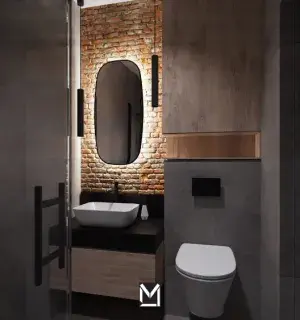 wizualizacja łazienki cegła 