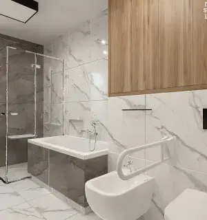 Nowoczesna łazienka z wanną i prysznicem