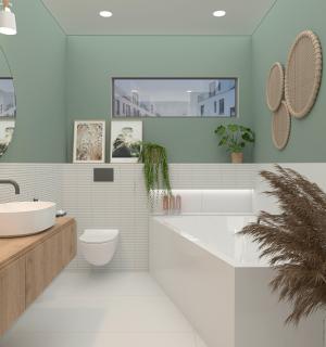 Łazienka w pistacjowej odsłonie zaprojektowana przez Faber Studio