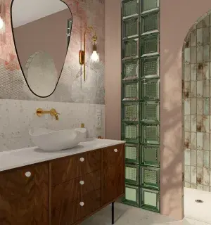 stylowa łazienka mid-century