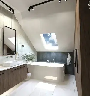 nowoczesna łazienka na poddaszu