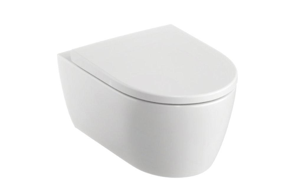 Miska WC bezkołnierzowa wisząca iCon 49 cm z deską wolnoopadającą