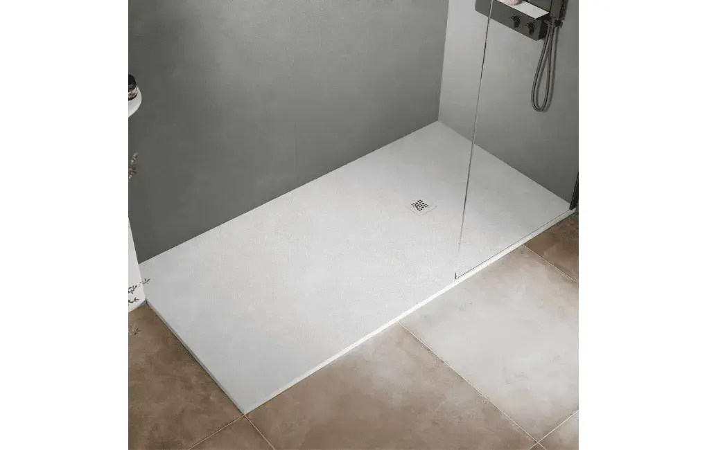 BRODZIK PROSTOKĄTNY BASE BETON BLANCO PROSTOKĄTNY 80x100 CM Z SYFONEM