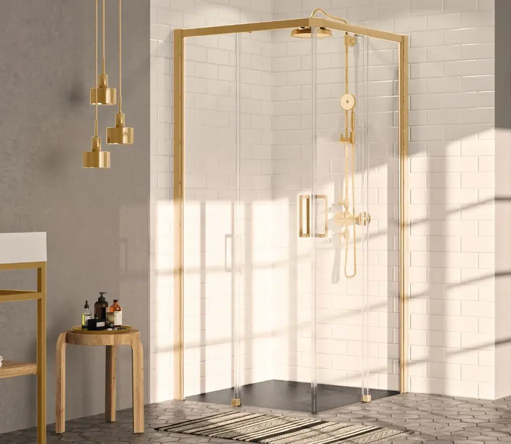 Kabina kwadratowa Classic 2 EasyEntry 90x90 cm gold