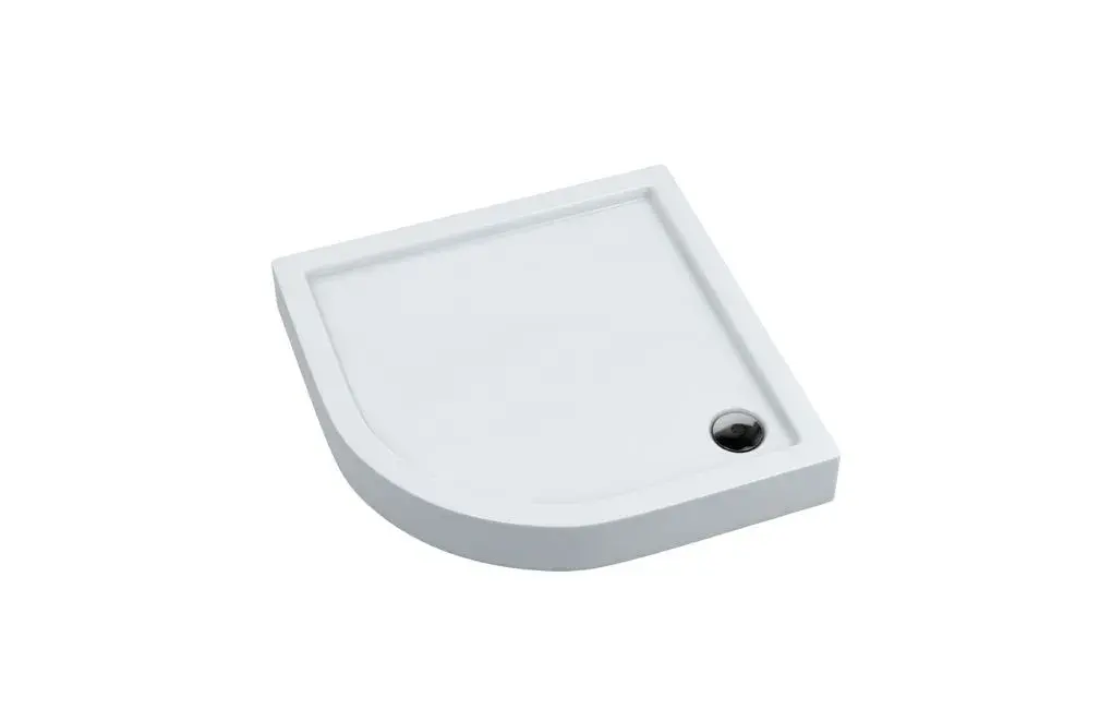 Brodzik akrylowy zintegrowany z nośnikiem Stabilsound Plus® oraz obudową akrylową przeciągniętą do podłogi Competia 90x90x14 cm R55, półokrągły