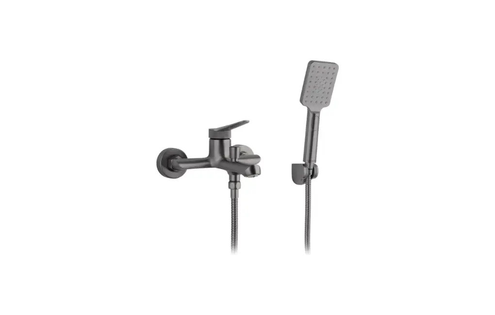 Bateria wannowa MOTIVO ścienna, GUN METAL z zestawem natryskowym