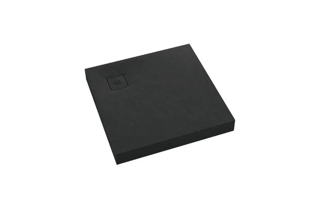 Brodzik akrylowy zintegrowany z nośnikiem Stabilsound Plus® oraz obudową akrylową przeciągniętą do podłogi NonLimits Black Stone 90x90x12 cm, kwadratowy
