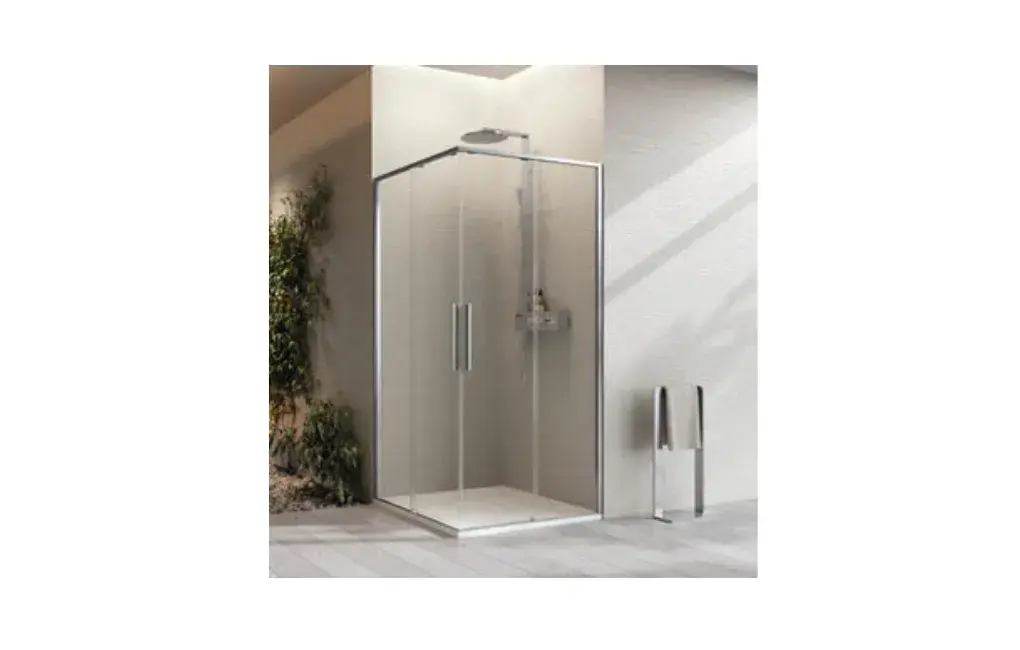 KABINA KWADRATOWA RIGA PRZESUWNA SZKŁO PRZEZROCZYSTE SREBRNY