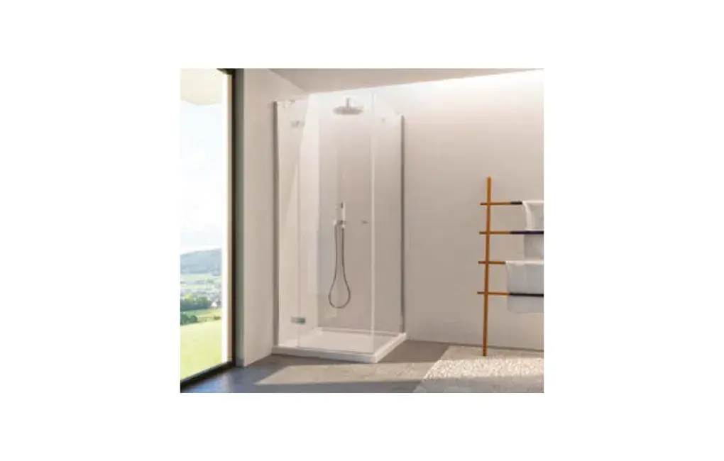 KABINA KWADRATOWA SANITAONE 2.0 DRZWI SKRZYDŁOWE + ŚCIANKA CHROM/ SZKŁO CLEAR ANTI PLAQUE