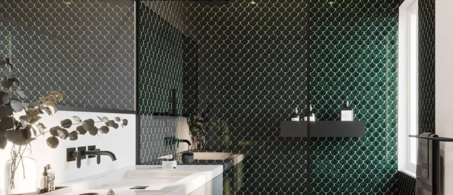 Mozaika Mini Fish Scale pod prysznicem