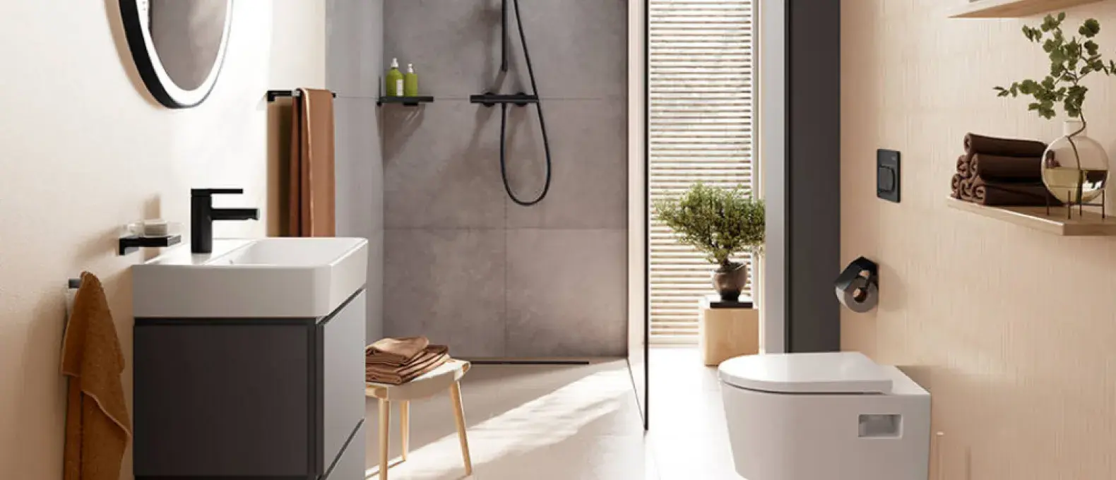 czarne detale w łazience